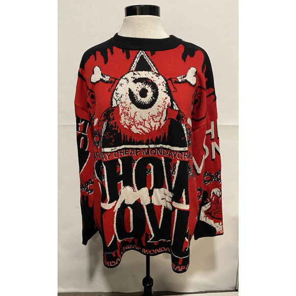 Cheap Monday Unisex Medium Stranger Than‎ Fiction Knit Show Me Love Sweater - Picture 3 of 16